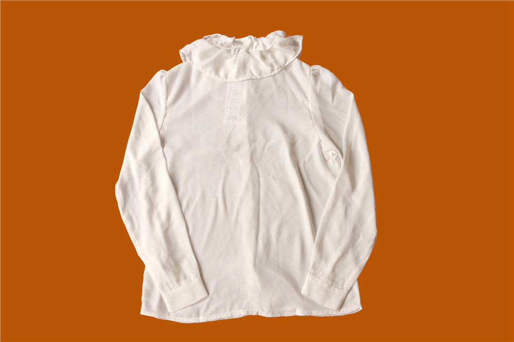 Casual White Princess Collar Shirt 100% Polyester With Cute Bandage