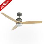 52 Inch Bldc Remote LED Ceiling Fan 3 Natural Solid Wood Blades