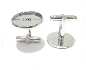 Quality 16mm diameter plate round shape transparents cufflinks from China wholesale