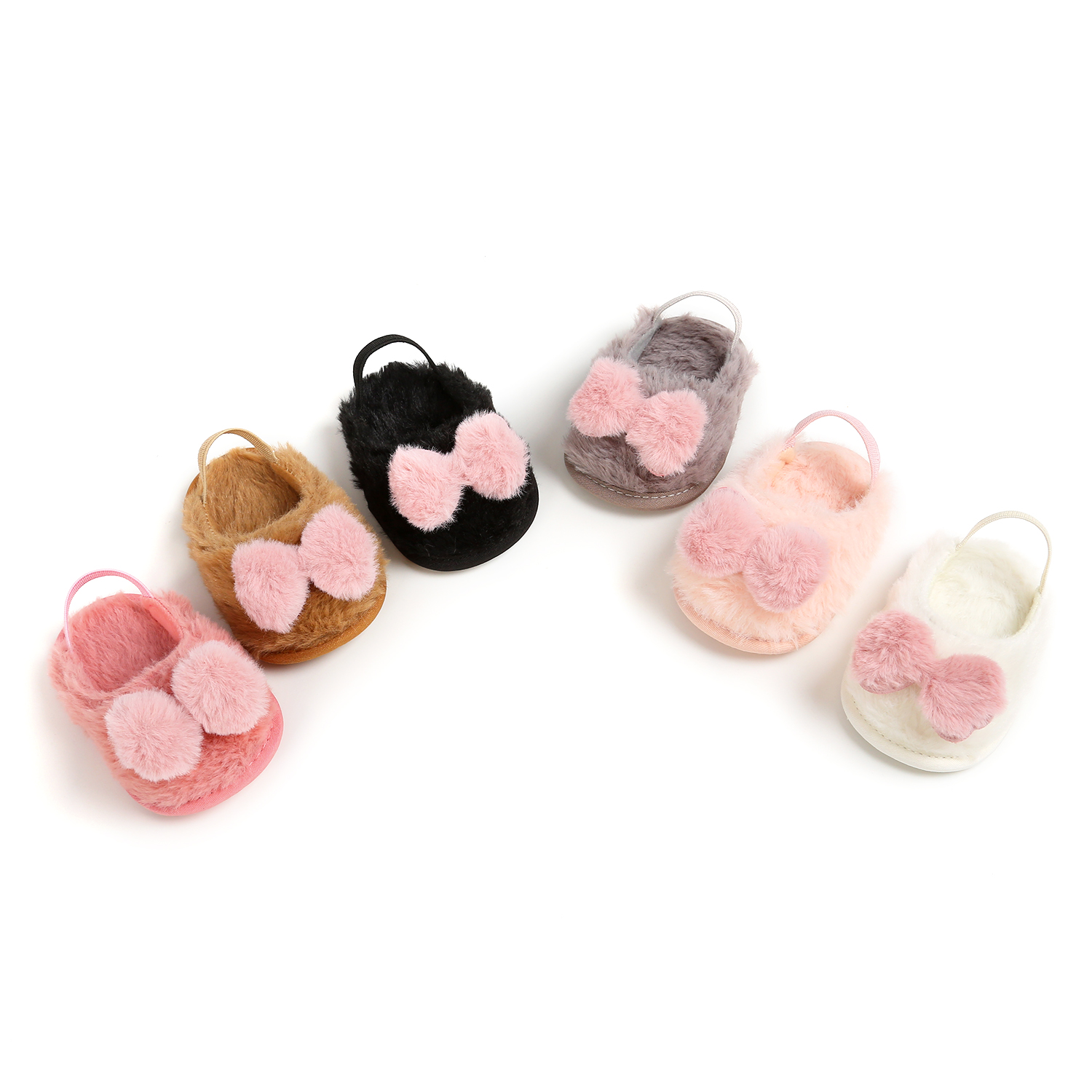 Promotion fur upper Soft sole lovely bowknot party toddler girl baby sandals