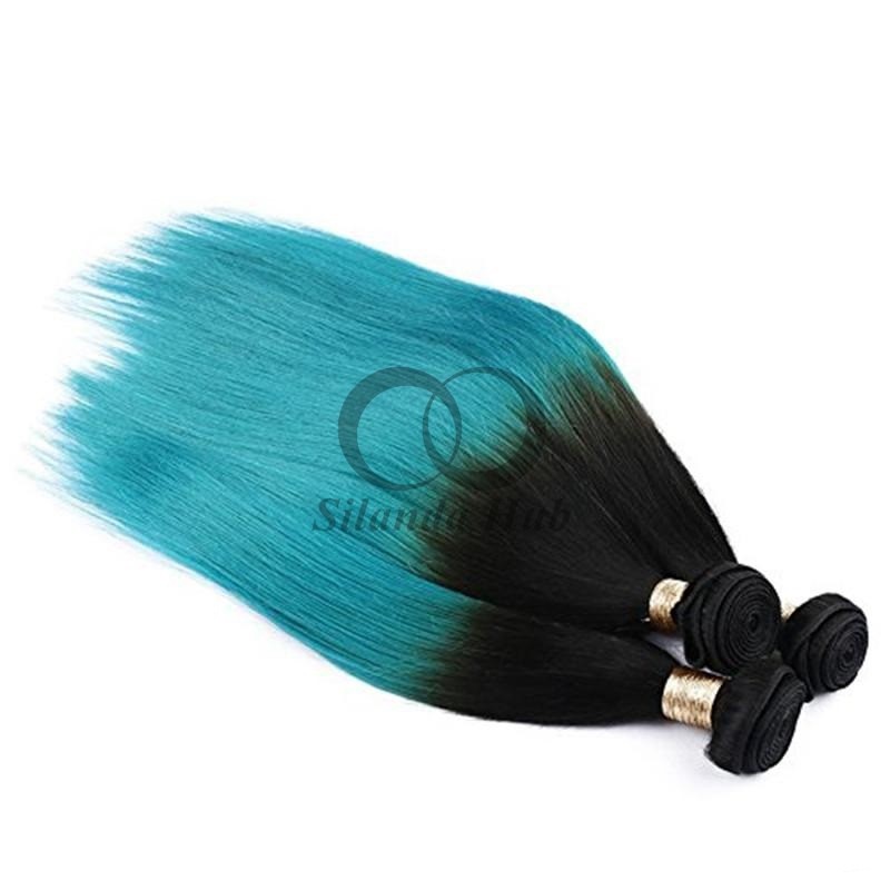 #T1B/Blue Straight Remy Human Hair Bundles Sew In Weave Bundles Brazilian Bundle Deals