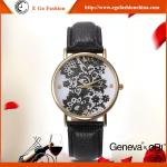 GV04 Human Skeleton Fashion Business Watch Cheap Geneva Watch PU Leather Watch