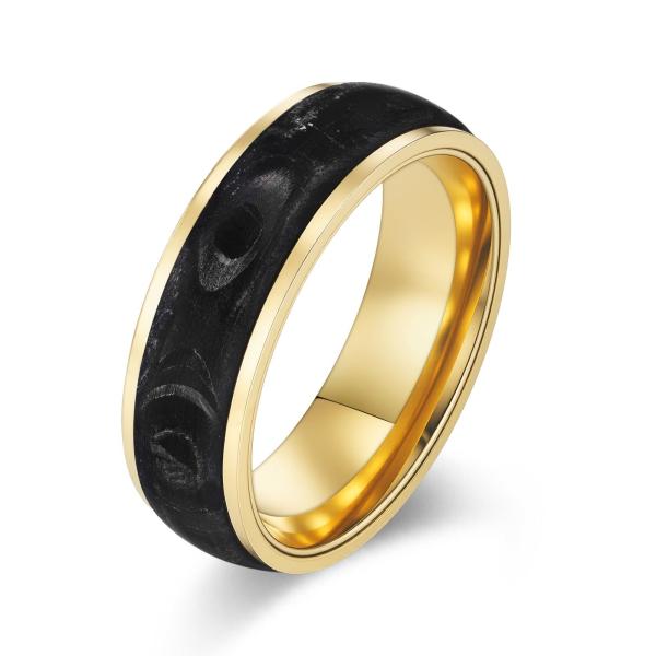 2025 New Arrival Plated Gold and Rose Gold Forged Carbon Fiber Wedding Bands