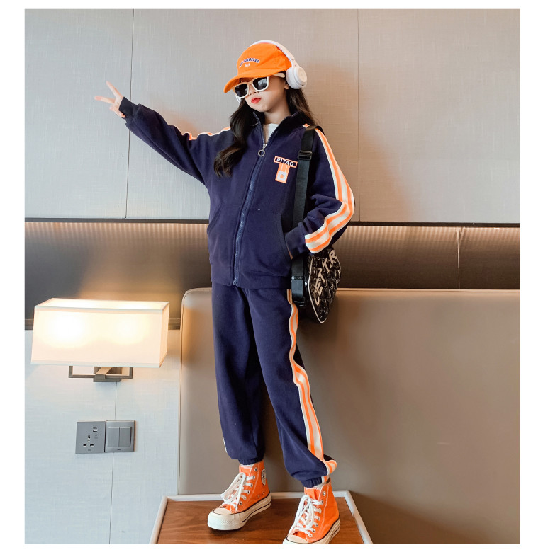 Spring Autumn Trend Girls Two Piece Outfit Sets Royal Blue Letter Print