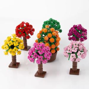 Quality MOC city accessories building blocks garden tree green bush flowers grass plants building block wholesale