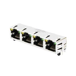 Quality Tab Up Yellow/Green LED 1X4 Port Ethernet RJ45 Jack without Integrated Magnetics wholesale