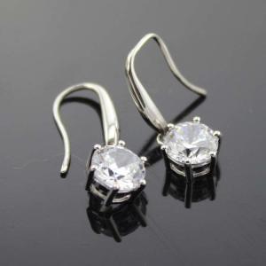 Quality 925 Sterling Silver Clear Cubic Zircon Dangle Earrings (YAQA002) wholesale