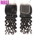 HD Brazilian Human Hair Lace Closure Loose Wave Environmentally Friendly