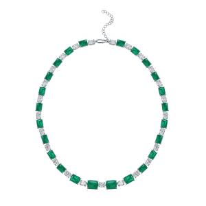 Quality Luxury Bridal Pink / Green Gemstone Necklace Chain For Wedding And Gift wholesale