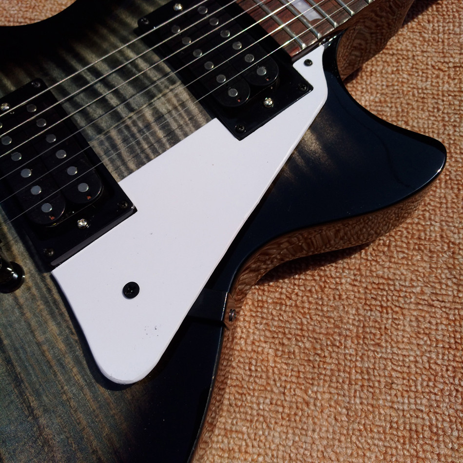 New style high quality LP standard joeperry electric guitar, Transparent black Flame Maple Top electric guitar