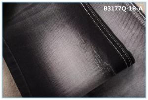 Quality Stock Lot Fake Knitted Black Denim Jeans Fabric 9.3oz wholesale