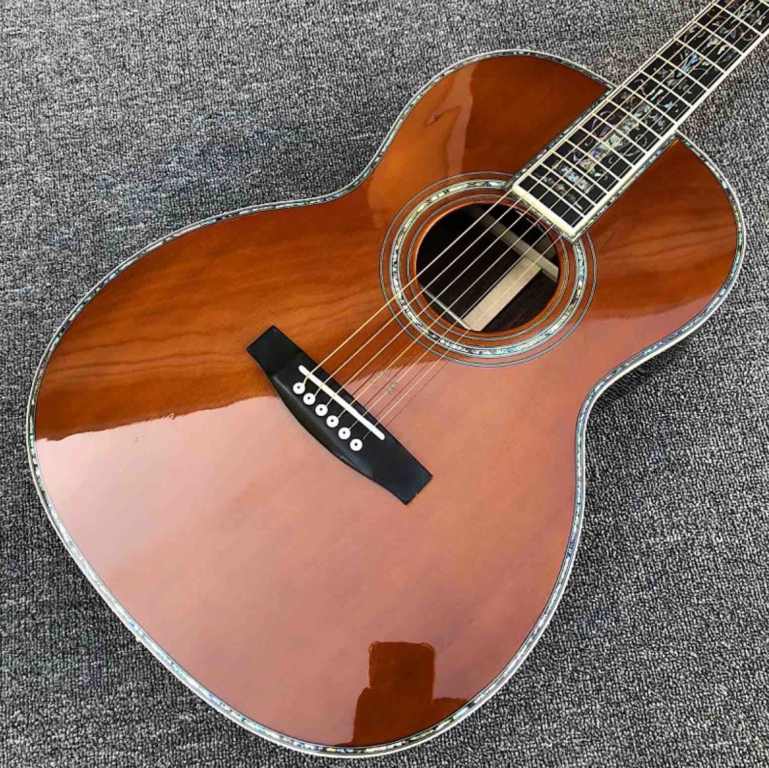 cedar top 00045 model acoustic guitar red pine 100% all real abalone acoustic electric guitar