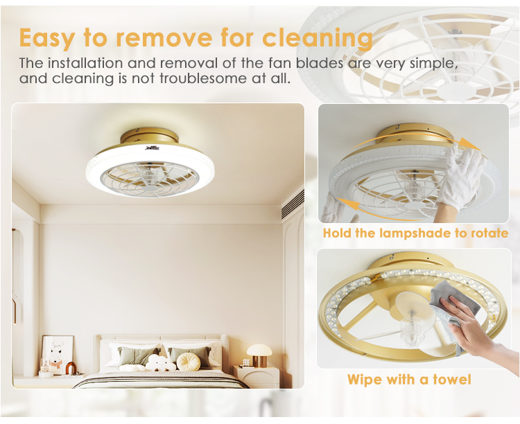 1stshine 20-inch Low Profile Gold Ceiling Fan with LED Light and Wall Control Switch