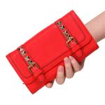 The new solid color long section of the wallet buckle rivets Europe Women's