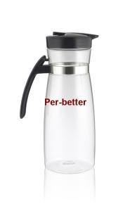 Quality transparent plastic water pitcher jug with stainless steel circle wholesale