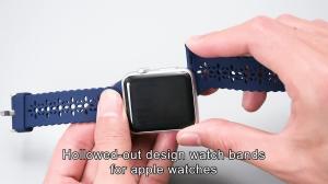 Quality Carved Silicone Rubber Watch Band 38mm 42mm For Apple Watch 7 6 5 4 3 2 1 wholesale