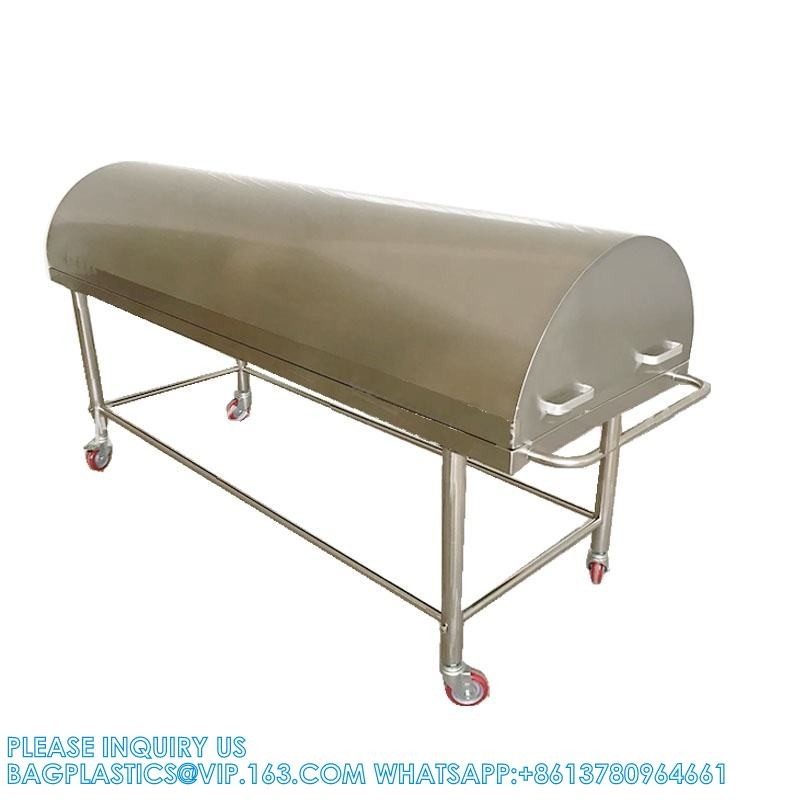 High Quality Stainless Steel Material Mortuary Trolley With Cover For Funeral Service Equipment