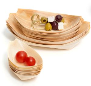 Quality 7inch Handmade Wood Disposable Serving Cone Sushi Food Boat For Dessert wholesale