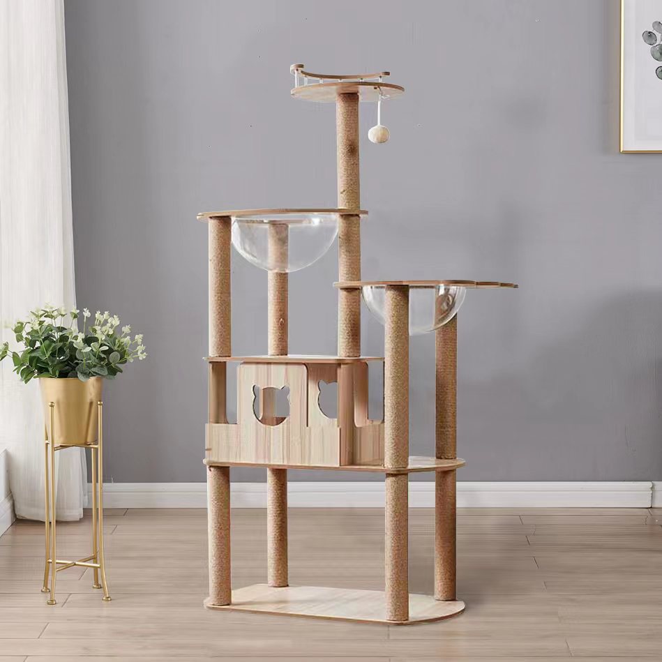 Cat ActivitySeason 4 Seasons Tree Sisal Scratching Posts Wood Activity Cat Playhouse