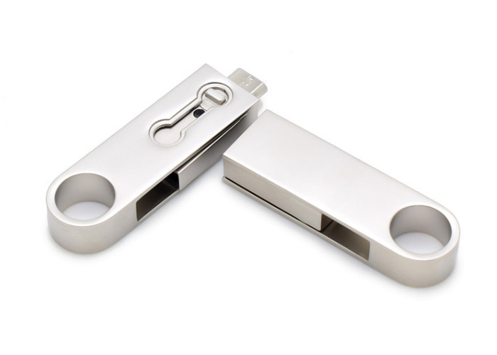 Silvery Otg Usb Flash Drive With High Speed Transfer Rate Ce Certification