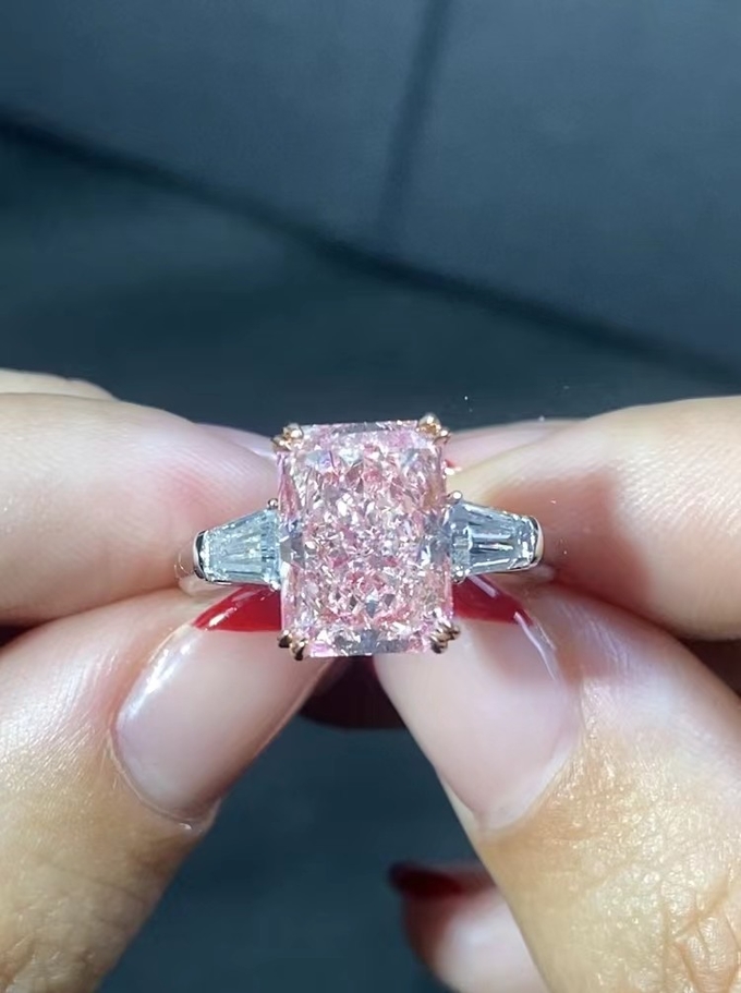 3.1ct Radiant Lab Grown Diamond Ring Pink Diamond Classic Tennis Jewelry Custom-Made Design
