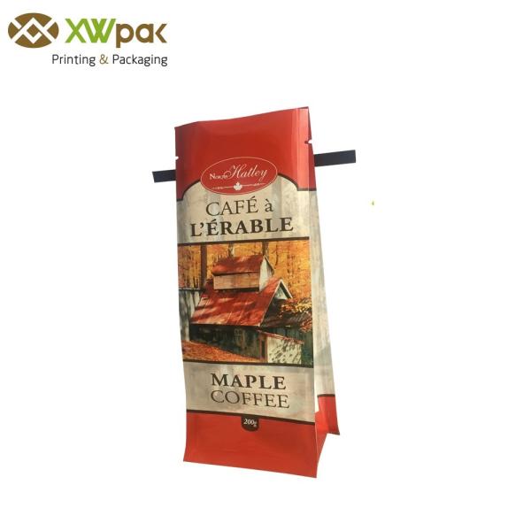 200g Resuable Printed Flat Bottom Tin Tie Bags With Plastic Roasted Coffee