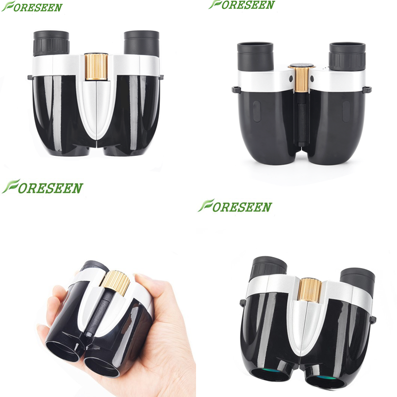 FORESEEN 10x25 Powerful Compact Binoculars Rain Proof Classic Style Black Color