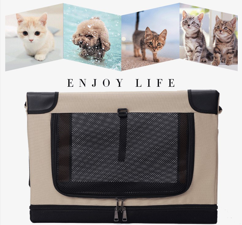Convenient and Portable Oxford Fabric Folding Pet Crate Kennel Carrier Bag with Removable Bracket