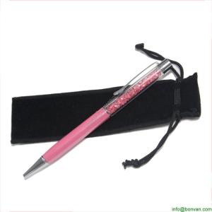 Quality gift use flocking bag packed gift meta pen,bag gift metal pen wholesale