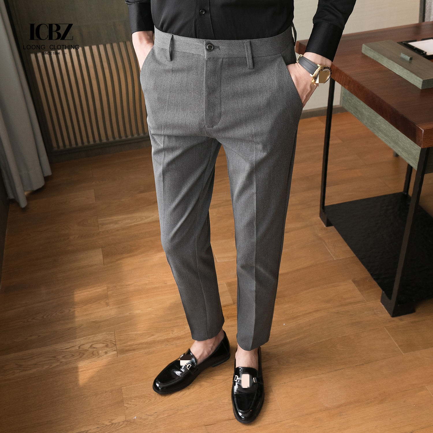 Solid Color Business Casual Wear Formal Suit Pants Formal Plus Size Men's Pants Trousers