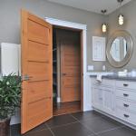 Commercial OAK Solid Wood Composite Doors , Single Swing Shower Door