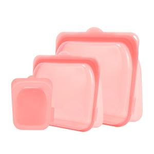 Quality Stand Up Platinum Food Grade Silicone Reusable Storage Bag Leakproof Dishwasher Safe Silicone Lunch Box StorageContainer wholesale