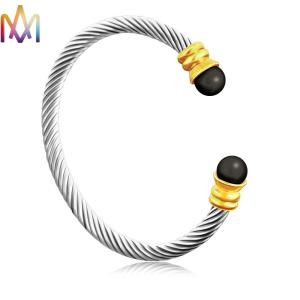 Quality Twisted Cable Inspired Stainless Steel Cuff Bracelets 16g wholesale
