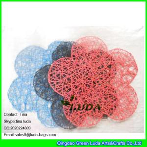 Quality LUDA wholesale promotion tabel mat manhandmade paper straw placemat flower hot placemat wholesale