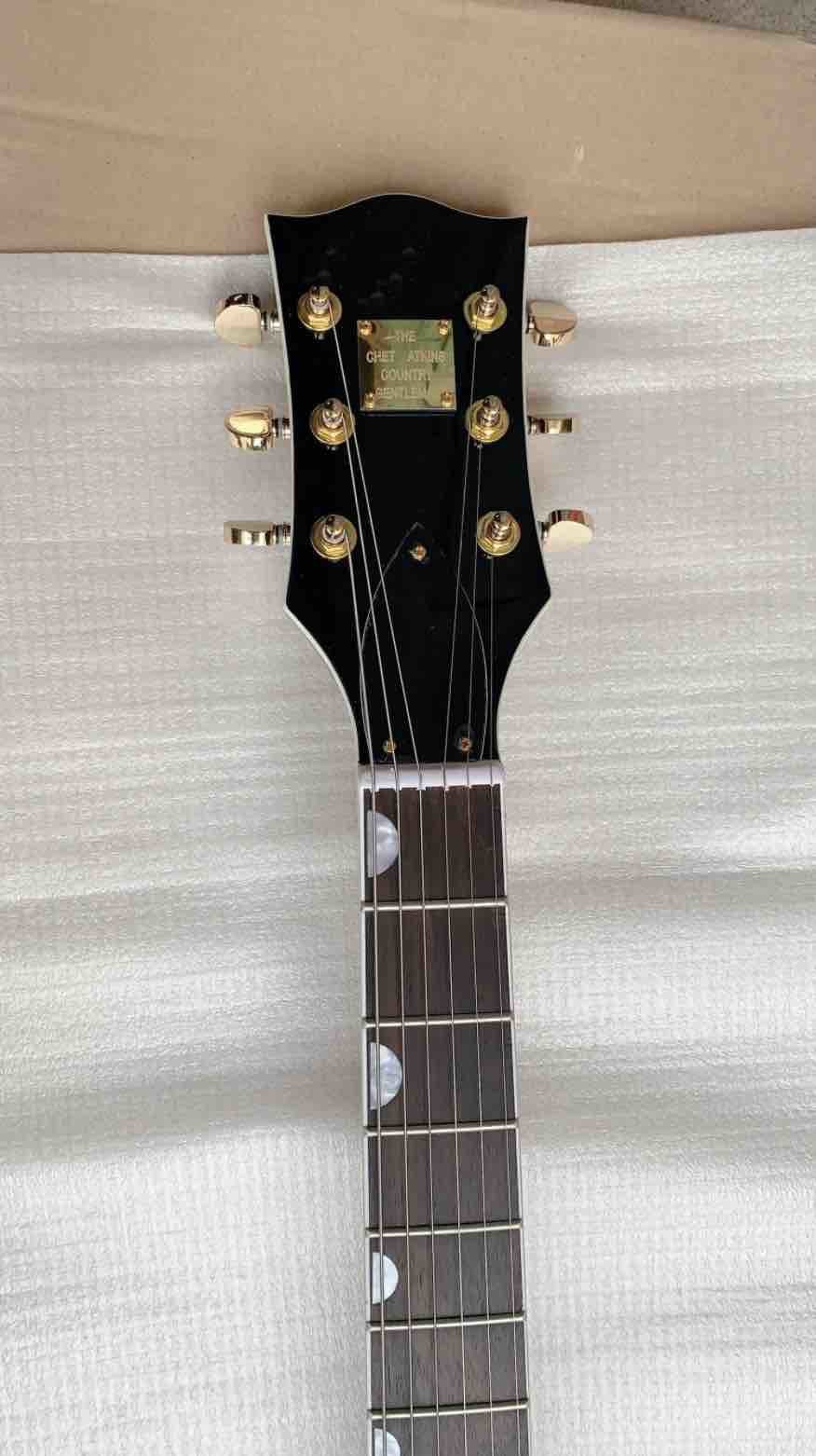 Custom Made Semi-Hollow Jazz Electric Guitar with Gold Hardware in Wine Brown