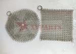 7"x7" Round Square Single Ring Mesh Chain Mail Scrubber For Pot Cleaning