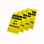 Plastic Caution Tag Yellow Die Cutting Waterproof PVC Safety Tag for Equipment