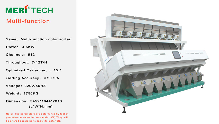 Multifunction Industrial Color Sorter , 512 Channels Plastic Sorter Machine