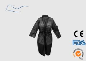 Quality Women Disposable Kimono Robe Black Color Long Sleeves Opening Cuffs Type wholesale
