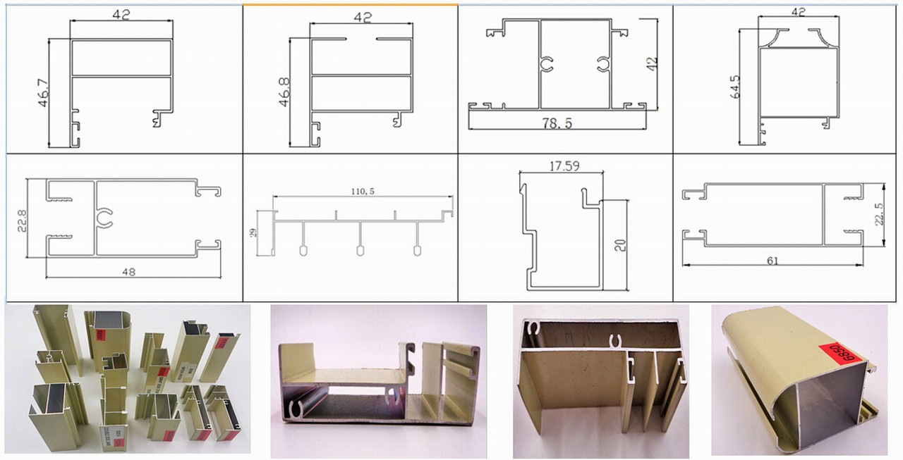 6061/6063 Series Wooden Grain Aluminum Extrusion Profiles for Kitchen Cabinet