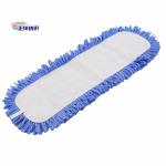 6"X18" Dust Cleaning Mop Grey Fleece Blue Fringe Floor Cleaning Mop Head