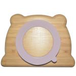 MHC Silicon Divided Suction Dining Kids Wooden Food Bamboo Cutlery Silicon Baby