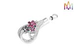 Copper Material Flower Pattern Cremation Urn Necklace Charms
