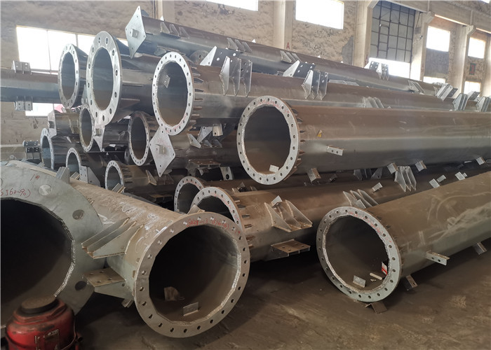 Dodecagonal Electric Galvanized Steel Pole For Transmission Line Project Q420