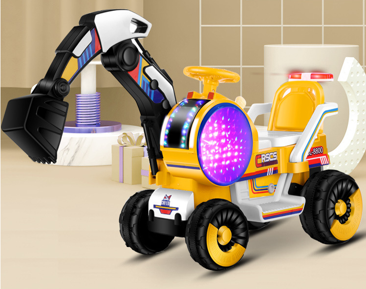 JIAXING Children Toy Fully 6v Electric Excavator Ride on Car for Kids Motor 380*1/380*2