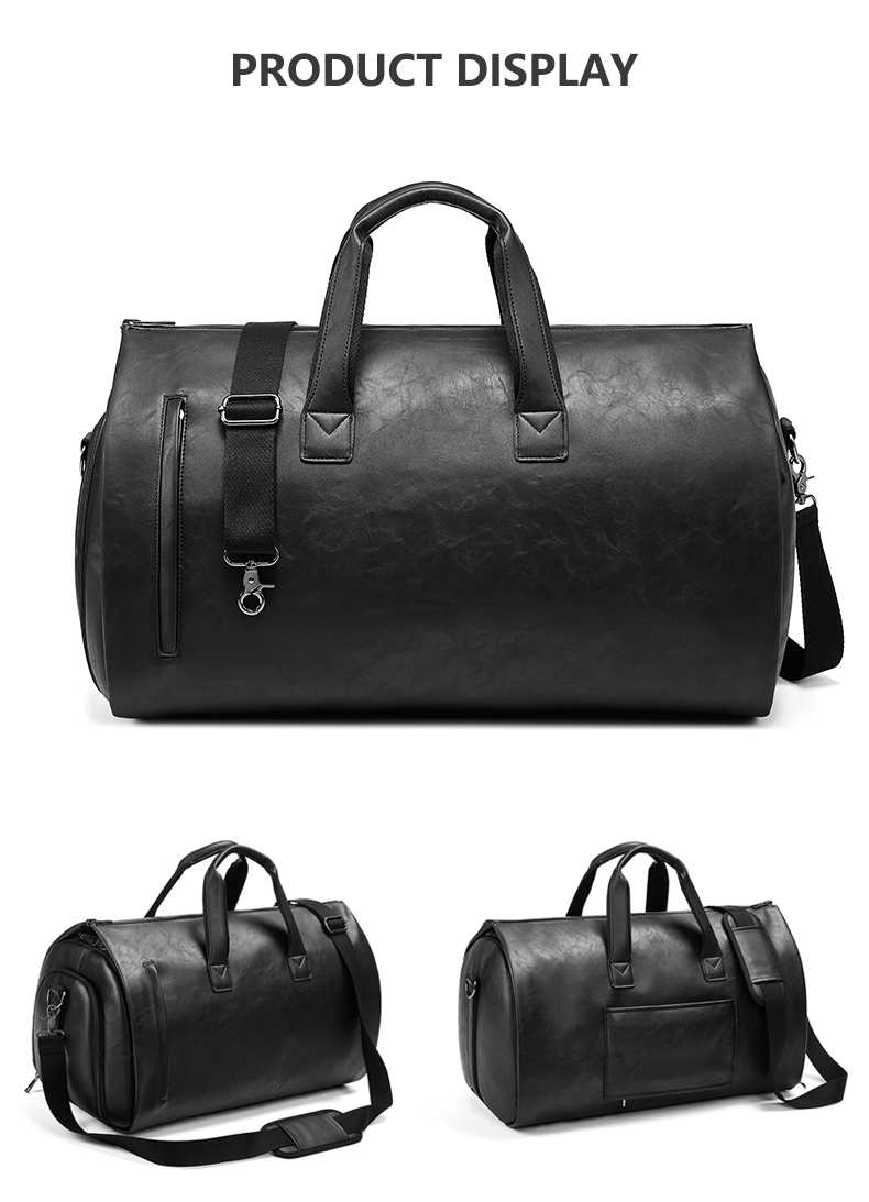 Outdoor PU Leather Travel Duffle Bag Brown With Separate Shoe Compartment