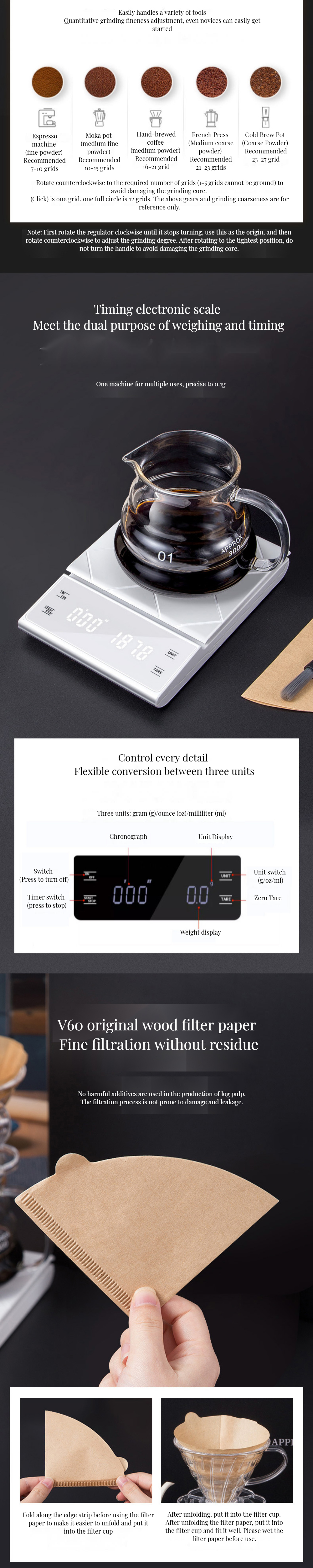 Adjustable Speed Cordless Manual Coffee Grinder Mill 48mm Flat Burr Stainless Steel for Travel