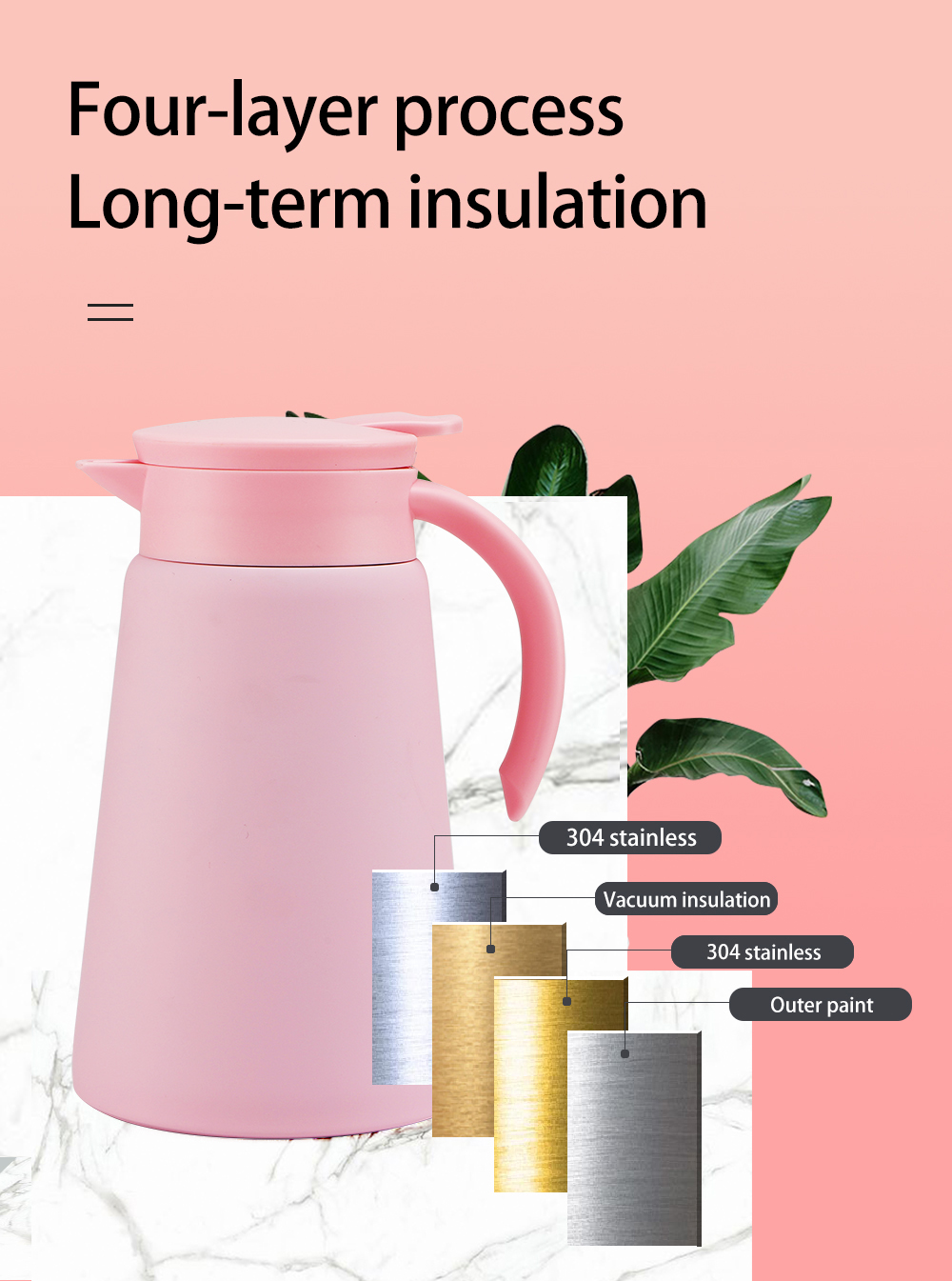 Customized Modern Vacuum Coffee Pot 600ml 800ml 1000ml