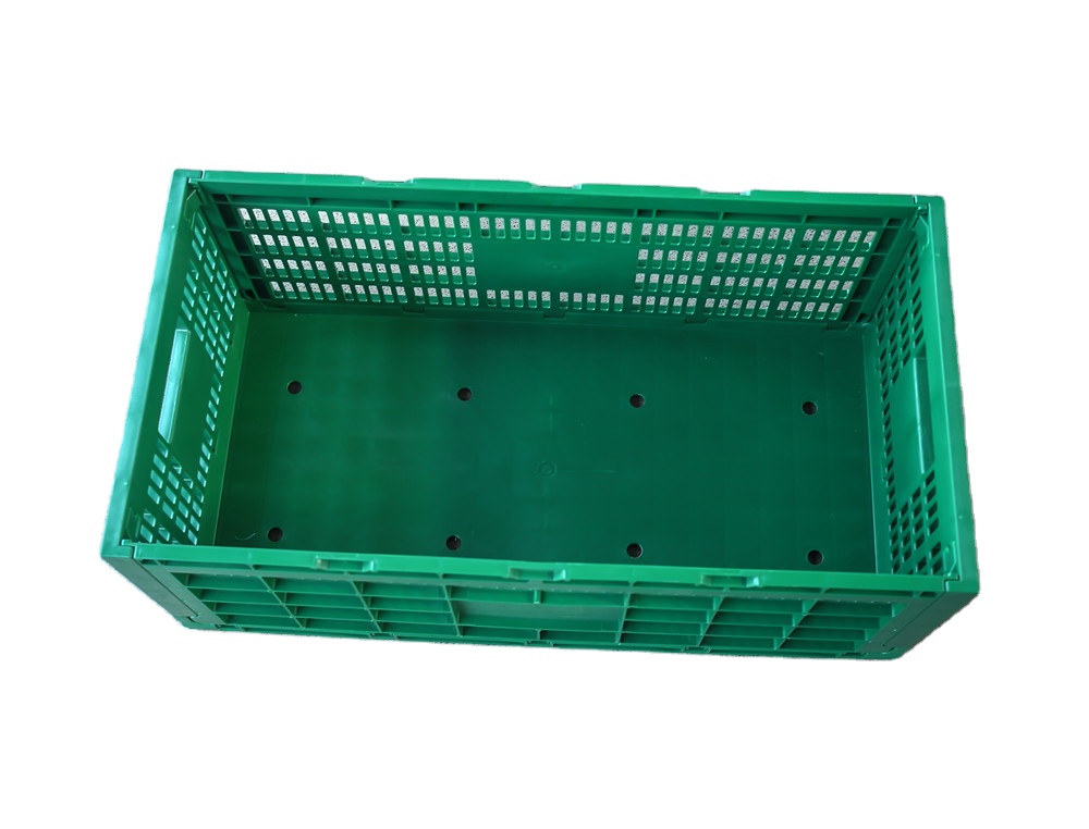 Supermarket Orange Plastic PP Vented Vegetable Fruit Storage Container Stackable Basket