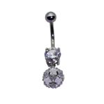OEM Shiny Zircons Belly Button Piercings Jewelry Curved Silver Belly Bars